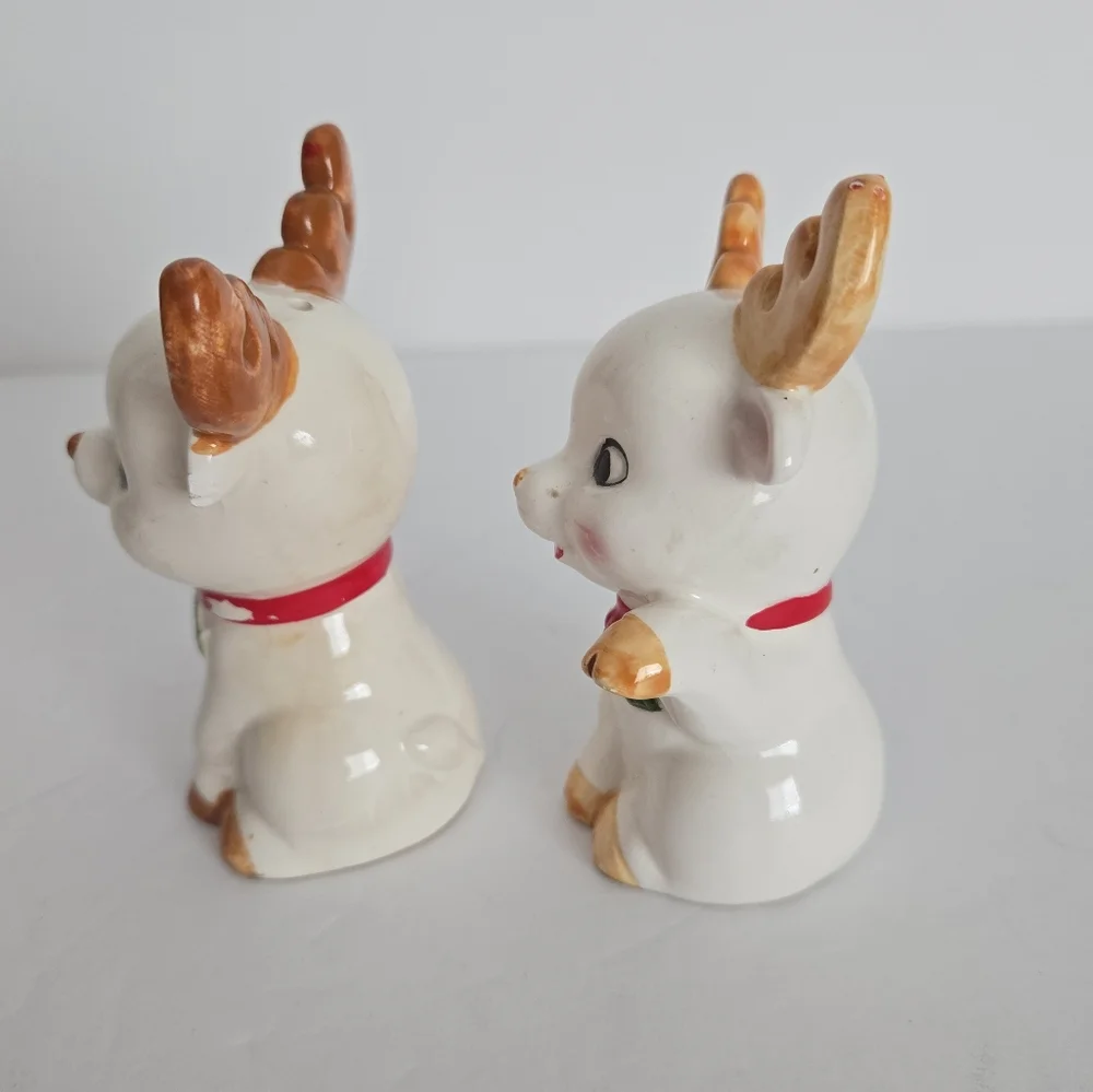 Vintage Christmas Baby Reindeer Salt & Pepper Shakers Made in Japan